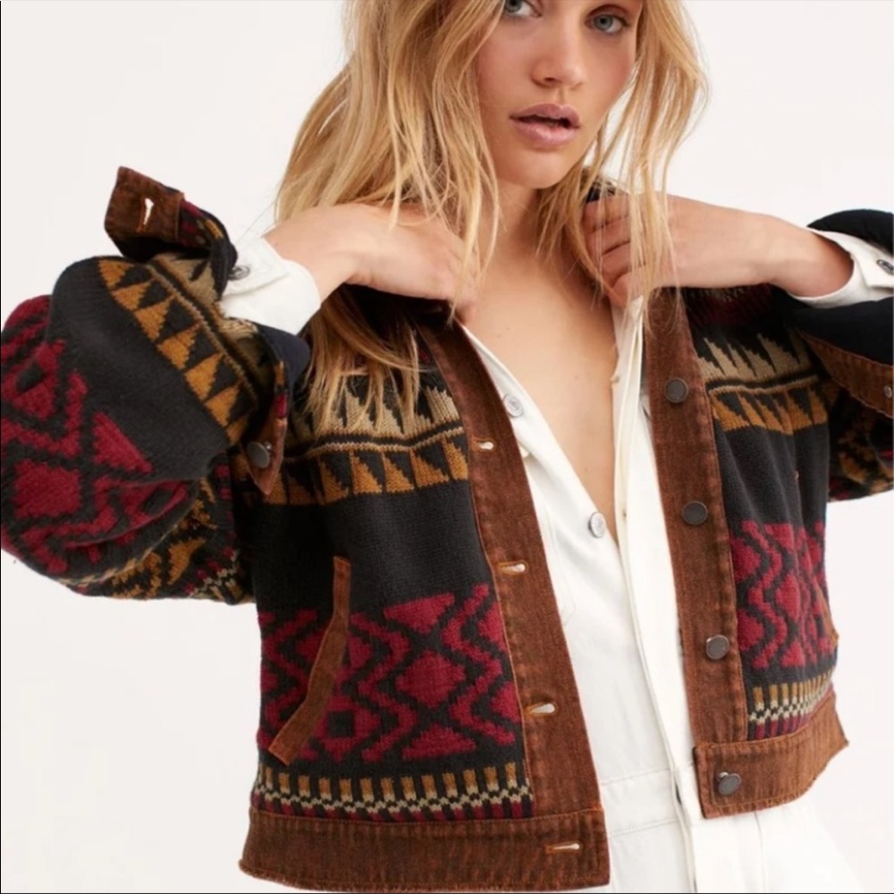 Free People Lakeside Denim Jacket. Rare! Last one for sale online. Size M/L